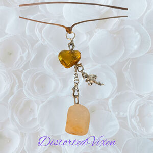 Citrine & Golden Heart Convertible Necklace | Adjustable Cord